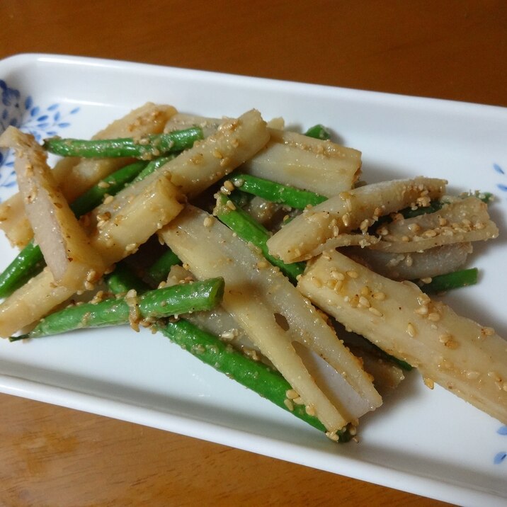 おつまみにも!レンコンとインゲンのごま和え
